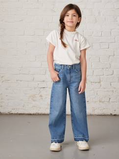 Menina 2-14 anos-Jeans largos, bases desfiadas, para menina
