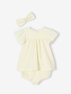 Bebé 0-36 meses-Conjunto de 3 peças: vestido + calções + fita de cabelo, para bebé