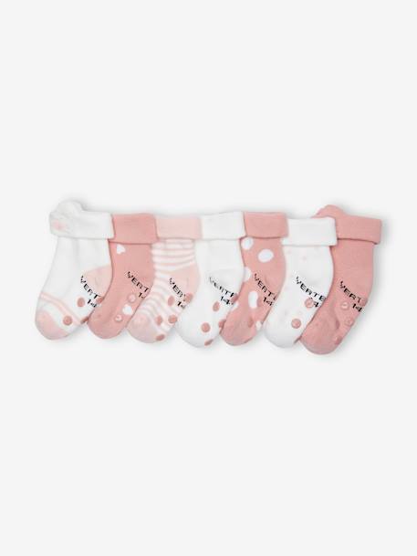 Lote de 7 pares de meias gato, para bebé menina rosa 