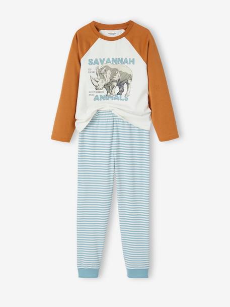 Pijama com mangas raglan e rinocerontes, para menino cru 