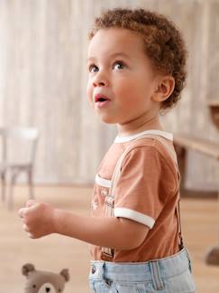 Bebé 0-36 meses-T-shirt salamandras em algodão com efeito mesclado, mangas curtas, para bebé