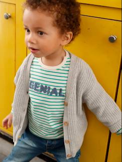Bebé 0-36 meses-Camisolas, casacos de malha, sweats-Casaco com decote em V, em malha canelada, para bebé