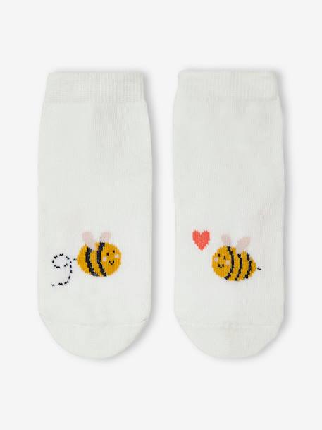Lote de 2 pares de meias abelhas, para bebé cru 