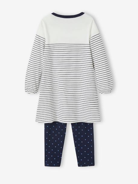 Camisa de dormir estilo marinheiro + leggings estampados aos corações marinho 