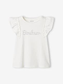 Menina 2-14 anos-T-shirt com folhos, para menina