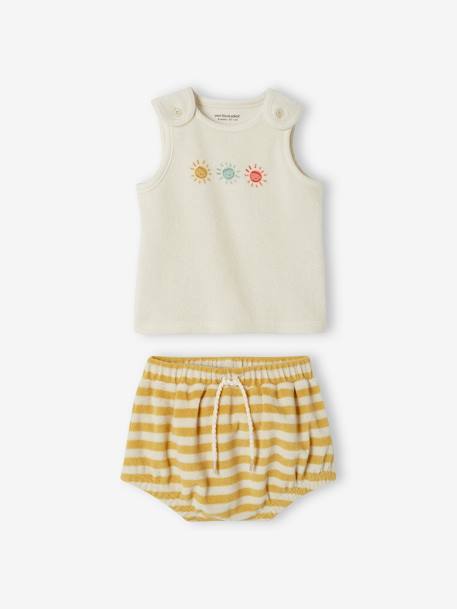 Conjunto em turco, calções e top, para bebé amarelo-pálido 