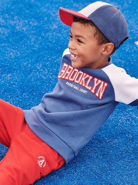 Sweat de desporto colorblock, team Brooklyn, para menino azul-rei+noz pecã 