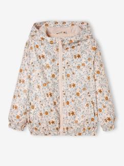 Menina 2-14 anos-Casacos, blusões-Impermeáveis, trenches-Corta-vento com capuz, estampado às flores, para menina