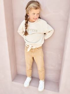 Menina 2-14 anos-Calças "mom fit" e cinto tipo lenço, em gaze de algodão, para menina