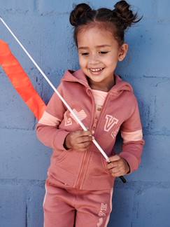 Menina 2-14 anos-Camisolas, casacos de malha, sweats-Casaco de desporto com fecho e capuz, detalhes gráficos, para menina