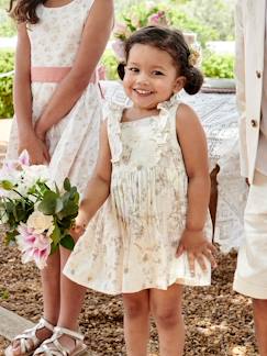 Bebé 0-36 meses-Vestido às flores, em gaze de algodão, para bebé