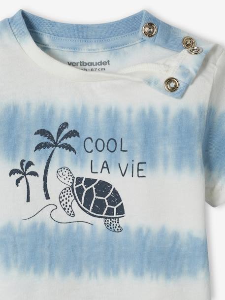 T-shirt tartaruga tie and dye, para bebé azul-céu 