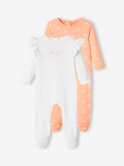 Bebé 0-36 meses-Pijamas, babygrows-Lote de 2 pijamas flower, em jersey, para bebé menina