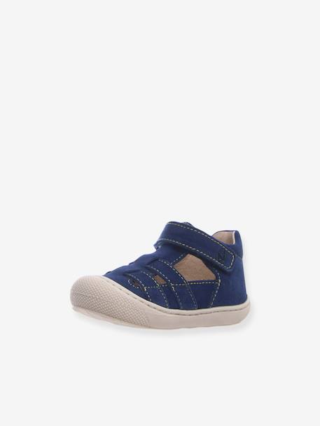 Sandálias semiabertas para bebé, Bede da NATURINO®, especial primeiros passos azul-céu+marrom+ocre 