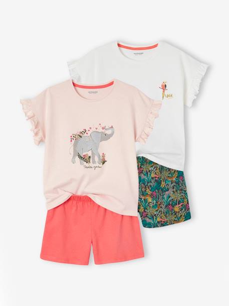 Lote de 2 pijamas Basics 'Wild', para menina rosa 