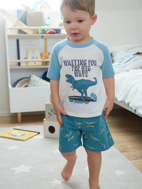 Pijama estampado, para menino, Dino Surf azul-medio 