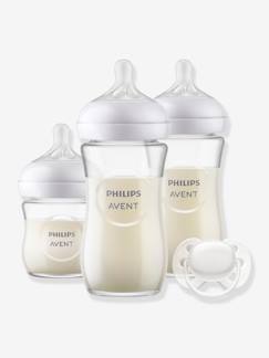 Puericultura-Alimentação Bebé-Conjunto de 3 biberões em vidro + chupeta, da Philips AVENT Natural Response