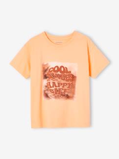 T-shirt com impressão fotográfica e inscrição com impressão em relevo, para menino