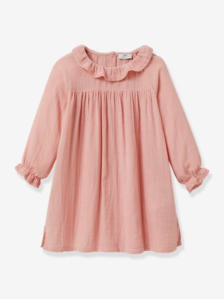 Camisa de dormir, da CYRILLUS, em gaze de algodão, para menina rosa 