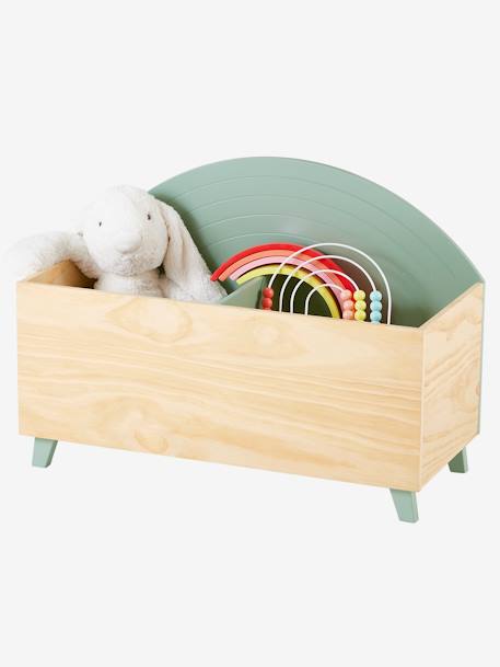 Arrumação pequena com 2 compartimentos Montessori, Arco-íris verde-salva 