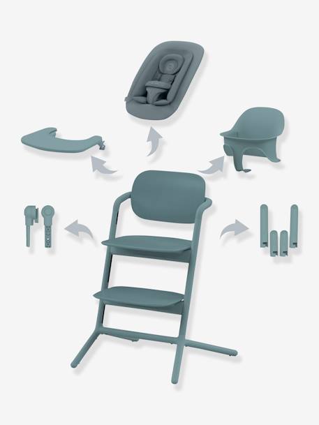 Conjunto 4-em-1, cadeira alta com espreguiçadeira, Cybex Lemo 2 azul+branco+cinzento+preto 