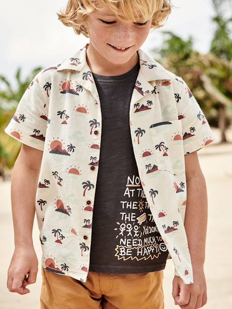 T-shirt com texto alusivo ao surf, para menino cinzento 