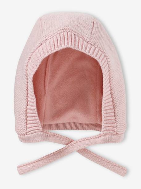 Gorro estilo capuz para bebé menina rosado 