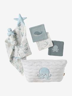 Puericultura-Higiene do bebé-O banho-Conjunto presente para recém-nascido, Sob o Oceano