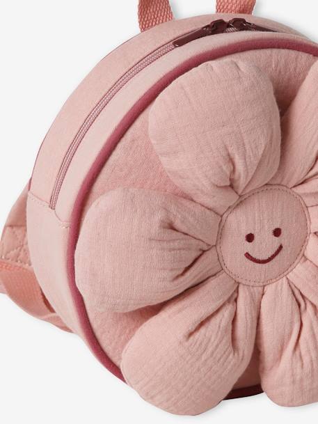 Mochila flor, especial infantário, em gaze de algodão, para menina rosa-velho 