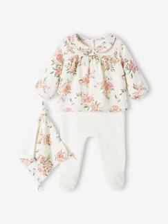 Pijama em gaze de algodão e veludo, boneco-doudou a condizer, para bebé