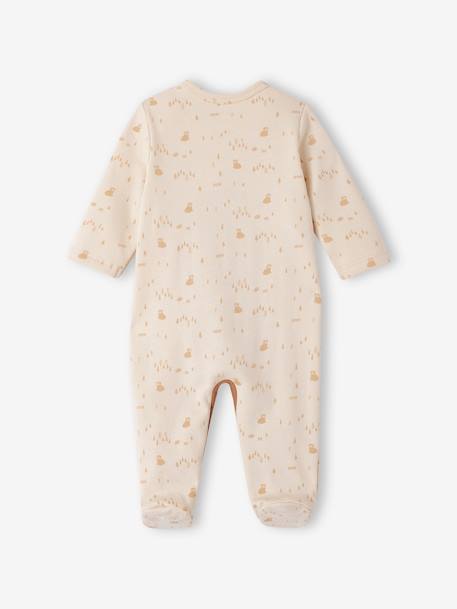 Pijama em moletão, molas de pressão à frente, para bebé cru+rosado 