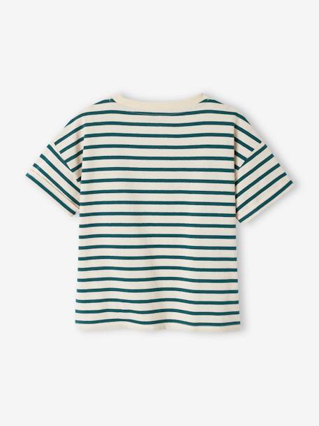 T-shirt de criança, estilo marinheiro, coleção cápsula família riscas verde 