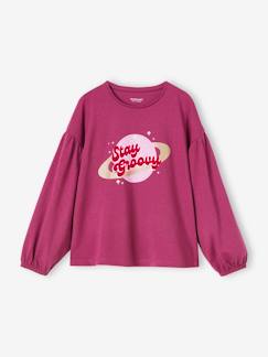 Menina 2-14 anos-T-shirts-Camisola com detalhes brilhantes e mensagem em veludo, para menina