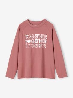 Menina 2-14 anos-T-shirts-T-shirts-Camisola de desporto com motivo brilhante Together, mangas compridas raglan, para menina