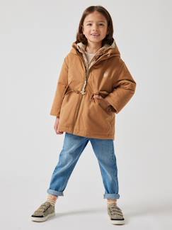 Menina 2-14 anos-Parka 3 em 1, com capuz e blusão brilhante forrado em sherpa, para menina