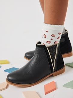 Calçado-Calçado menina (23-38)-Botins-Botas em pele, com fecho e elástico, para menina