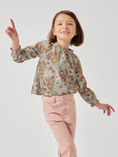 Menina 2-14 anos-Blusas, camisas-Blusa às flores em bombazina, para menina