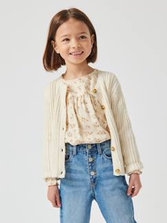 Menina 2-14 anos-Blusas, camisas-Blusa às flores e mangas compridas, para menina