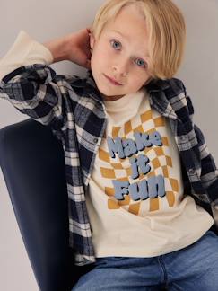 Menino 2-14 anos-T-shirts, polos-Camisola com mensagem em relevo, para menino