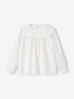 Menina 2-14 anos-Blusa com folho efeito texturado, para menina