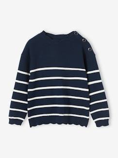 Menina 2-14 anos-Camisolas, casacos de malha, sweats-Camisolas malha-Camisola fantasia estilo marinheiro, para menina