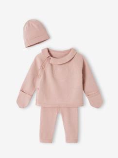 Bebé 0-36 meses-Conjunto em tricot, casaco + leggings + gorro, para bebé