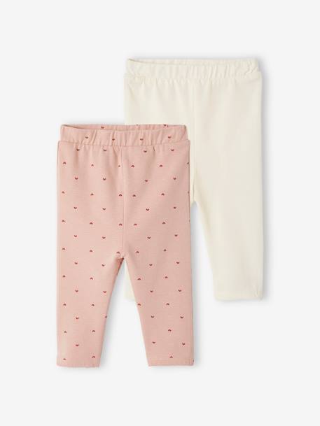 Lote de 2 leggings, para bebé rosado 