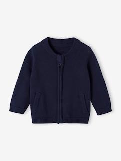 Bebé 0-36 meses-Camisolas, casacos de malha, sweats-Casacos-Casaco com fecho estilo teddy, para bebé