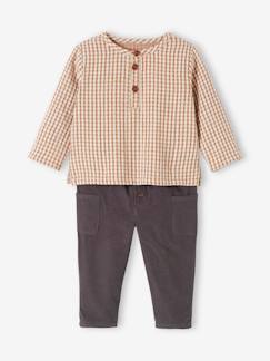 Bebé 0-36 meses-Conjuntos-Conjunto camisa vichy + calças em bombazina, para bebé