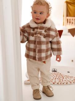 Morfológico & Indestrutível-Bebé 0-36 meses-Blusões, ninhos-Casaco aos quadrados, em imitação pelinho, para bebé
