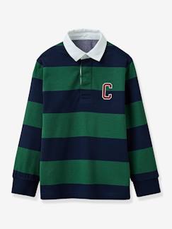 T-shirts-Menino 2-14 anos-Camisolas, casacos de malha, sweats-Polo-rugby às riscas, da CYRILLUS, em algodão bio, para menino