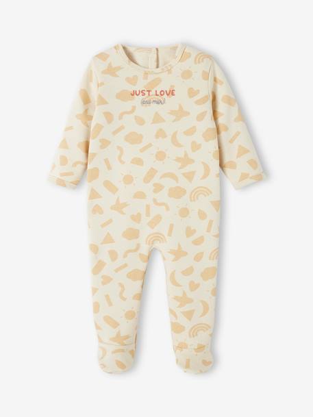 Pijama em moletão, algodão biológico, para bebé bege-areia 