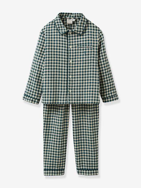 Pijama clássico, Vichy da CYRILLUS, para menino quadrados verde 