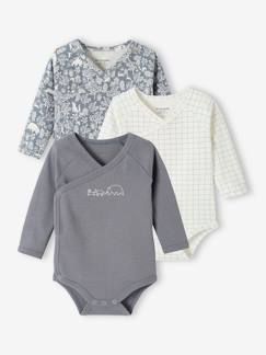 Bebé 0-36 meses-Bodies-Lote de 3 bodies, mangas compridas, em algodão bio, para bebé
